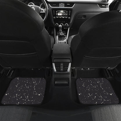 Black And White Zodiac Stars Print Front and Back Car Floor Mats