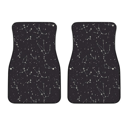 Black And White Zodiac Stars Print Front Car Floor Mats