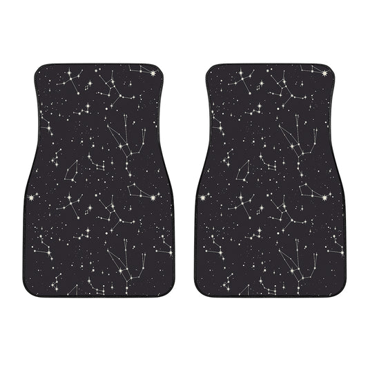 Black And White Zodiac Stars Print Front Car Floor Mats