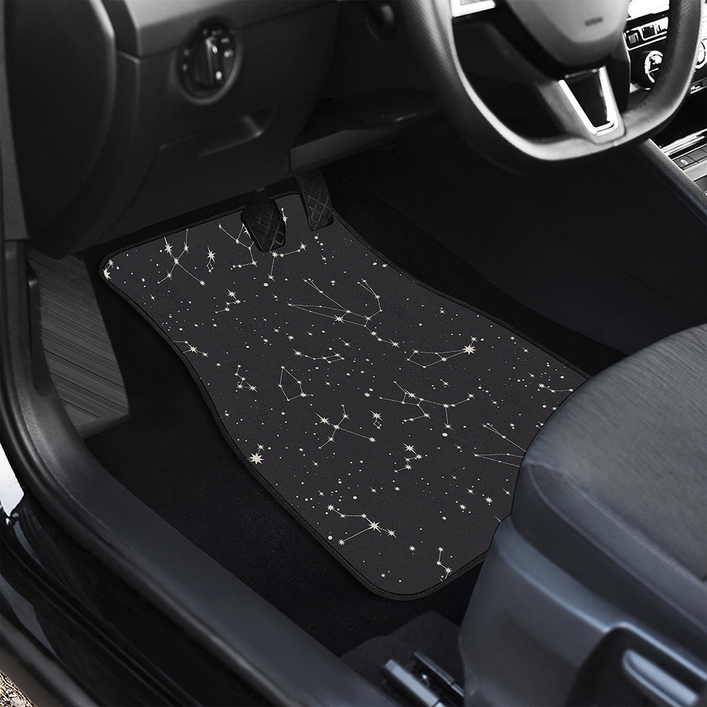 Black And White Zodiac Stars Print Front Car Floor Mats