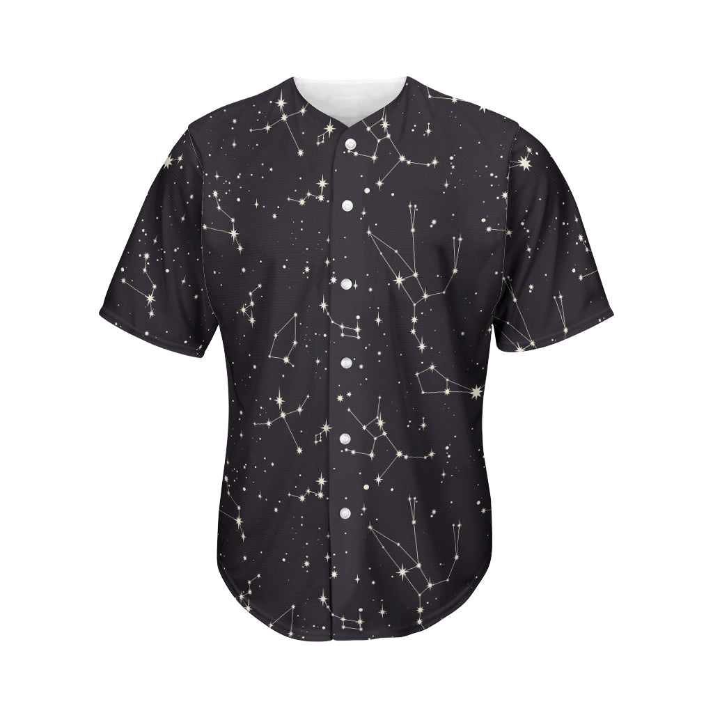 Black And White Zodiac Stars Print Men's Baseball Jersey