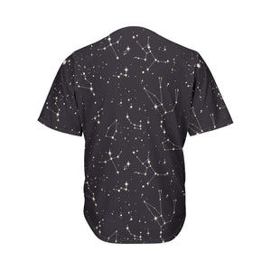 Black And White Zodiac Stars Print Men's Baseball Jersey