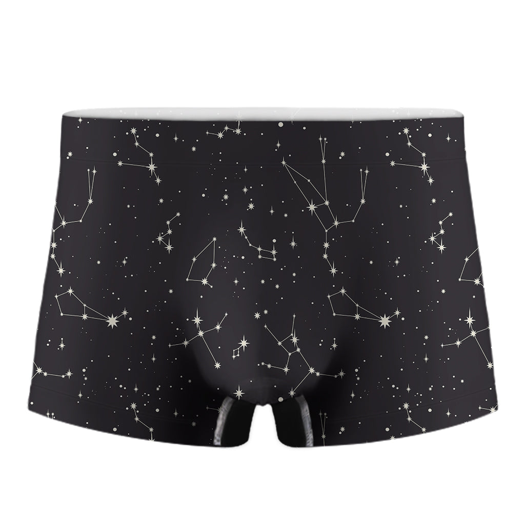 Black And White Zodiac Stars Print Men's Boxer Briefs
