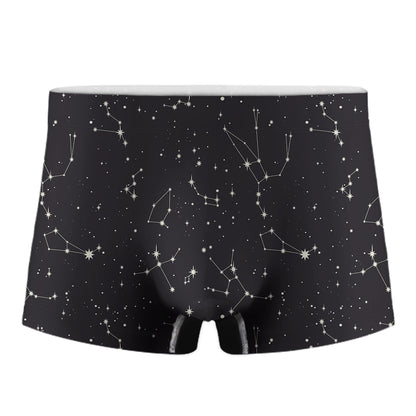 Black And White Zodiac Stars Print Men's Boxer Briefs