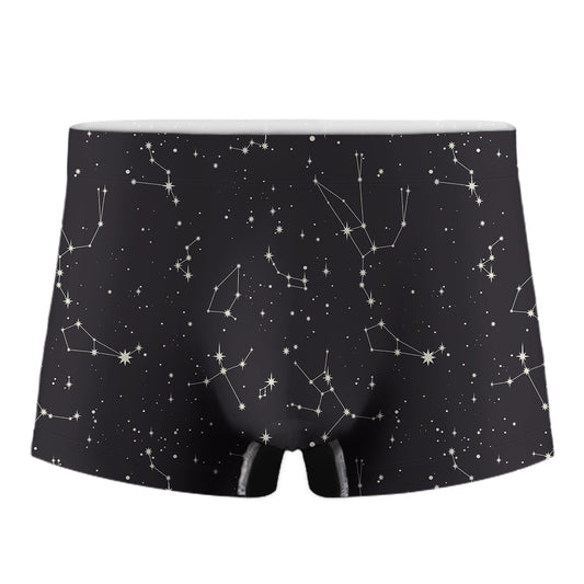 Black And White Zodiac Stars Print Men's Boxer Briefs