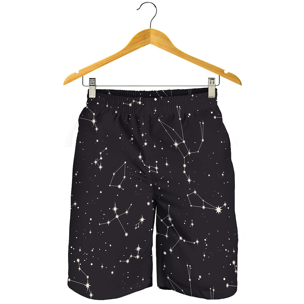 Black And White Zodiac Stars Print Men's Shorts