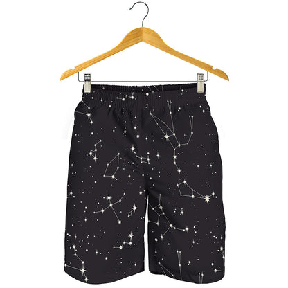 Black And White Zodiac Stars Print Men's Shorts