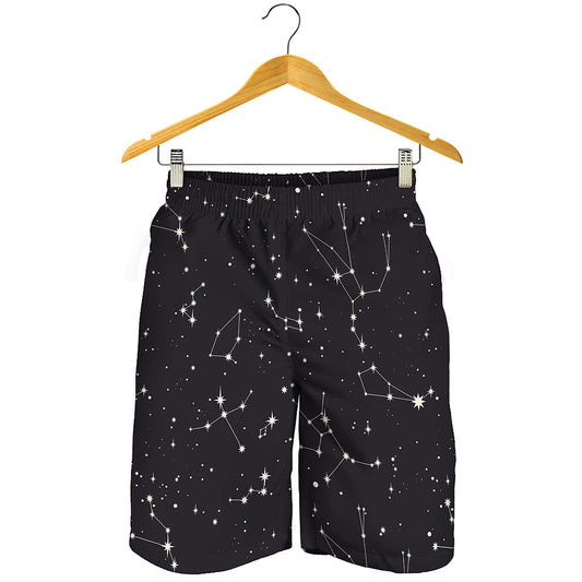 Black And White Zodiac Stars Print Men's Shorts