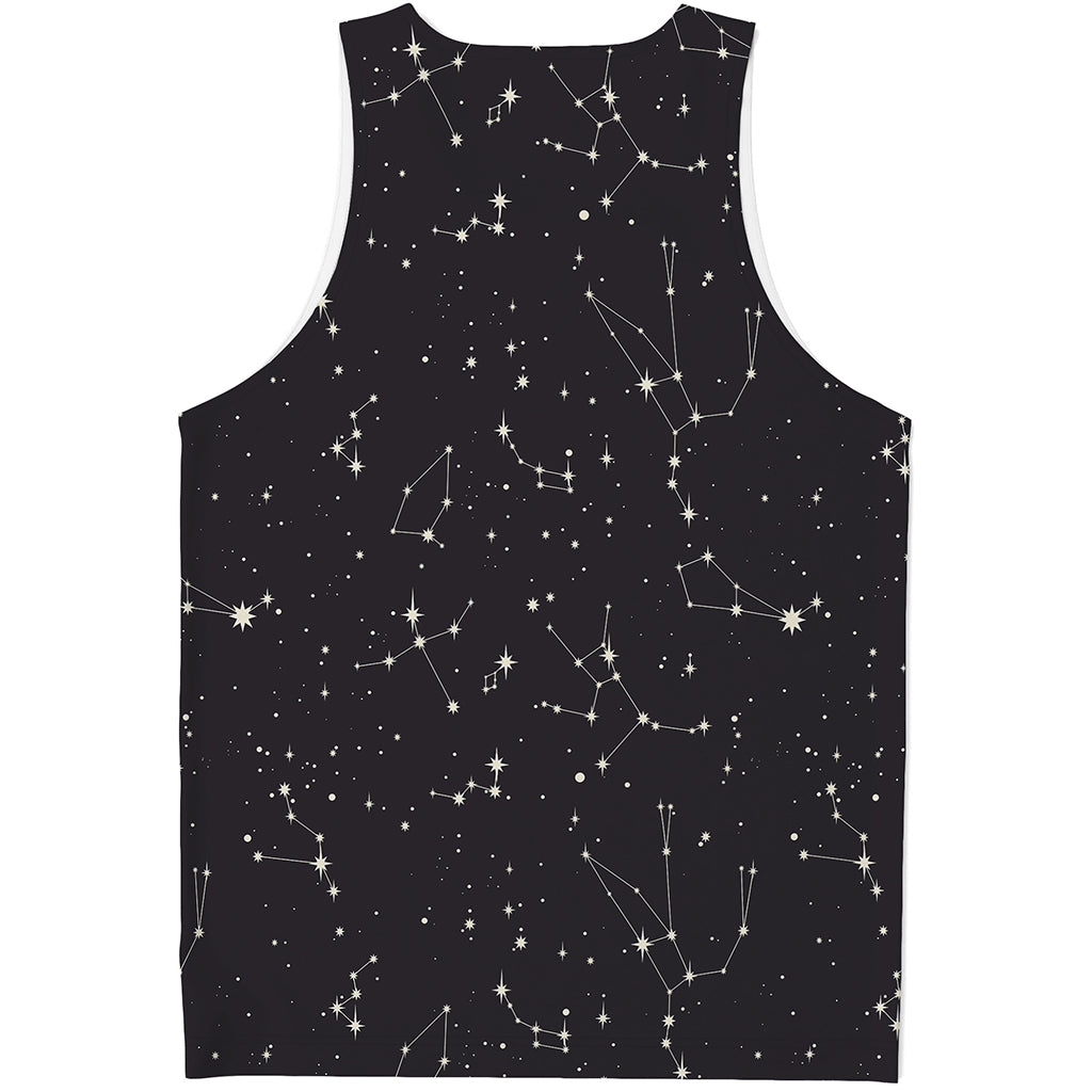 Black And White Zodiac Stars Print Men's Tank Top