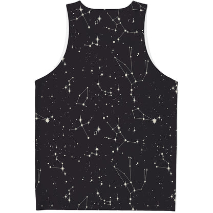 Black And White Zodiac Stars Print Men's Tank Top