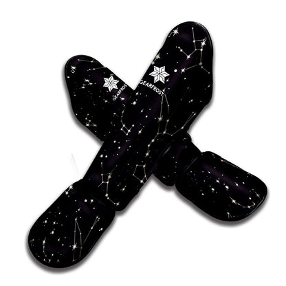 Black And White Zodiac Stars Print Muay Thai Shin Guard