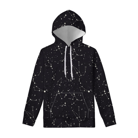 Black And White Zodiac Stars Print Pullover Hoodie