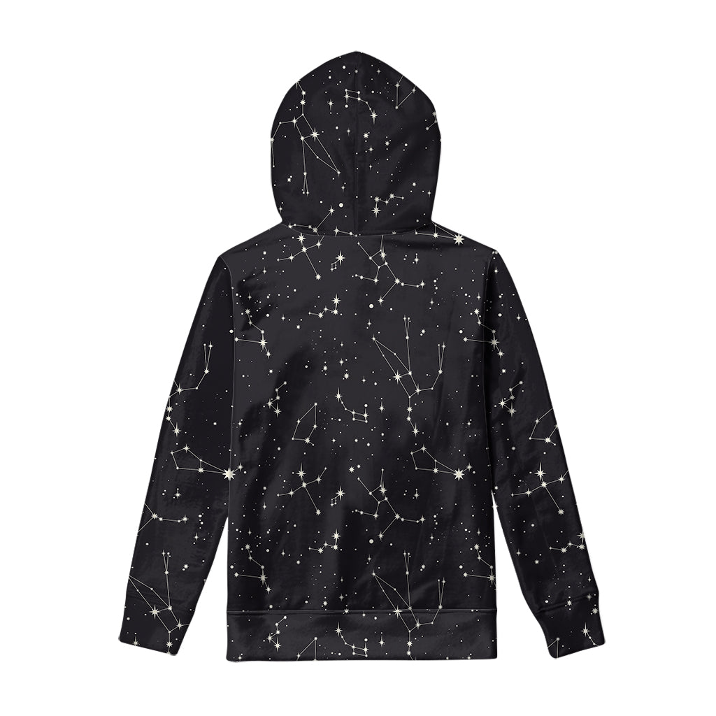 Black And White Zodiac Stars Print Pullover Hoodie