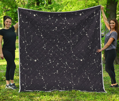 Black And White Zodiac Stars Print Quilt