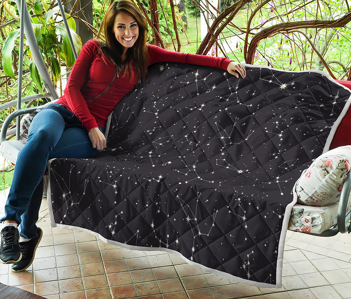 Black And White Zodiac Stars Print Quilt
