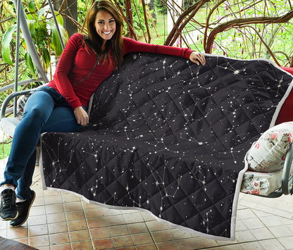 Black And White Zodiac Stars Print Quilt