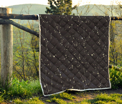 Black And White Zodiac Stars Print Quilt
