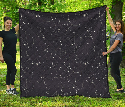 Black And White Zodiac Stars Print Quilt