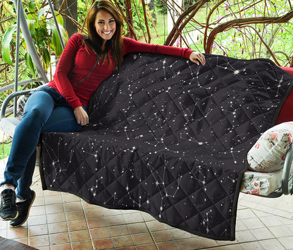 Black And White Zodiac Stars Print Quilt