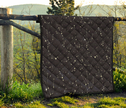 Black And White Zodiac Stars Print Quilt