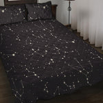 Black And White Zodiac Stars Print Quilt Bed Set