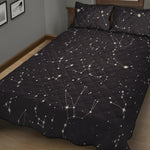 Black And White Zodiac Stars Print Quilt Bed Set