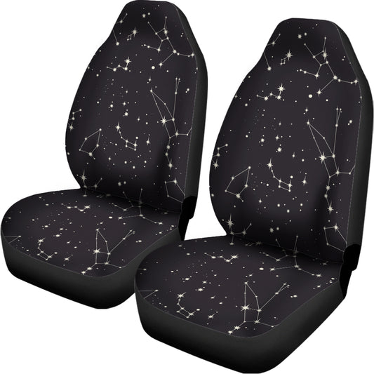 Black And White Zodiac Stars Print Universal Fit Car Seat Covers