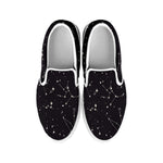 Black And White Zodiac Stars Print White Slip On Shoes