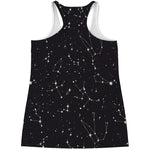 Black And White Zodiac Stars Print Women's Racerback Tank Top