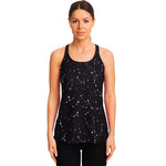Black And White Zodiac Stars Print Women's Racerback Tank Top