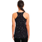 Black And White Zodiac Stars Print Women's Racerback Tank Top