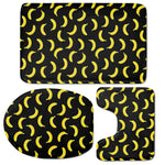 Black And Yellow Banana Pattern Print 3 Piece Bath Mat Set