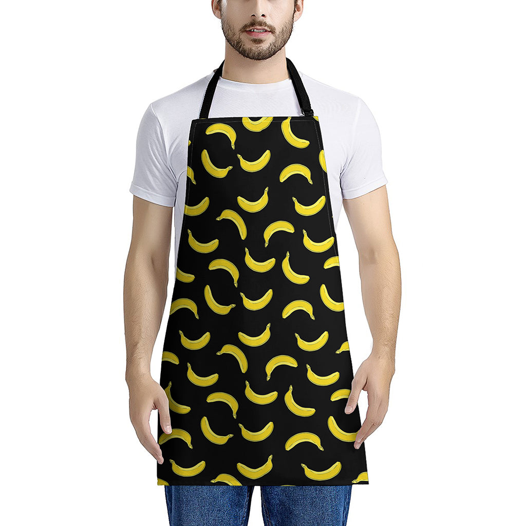 Black And Yellow Banana Pattern Print Apron