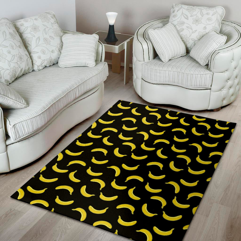 Black And Yellow Banana Pattern Print Area Rug