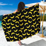 Black And Yellow Banana Pattern Print Beach Sarong Wrap