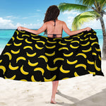 Black And Yellow Banana Pattern Print Beach Sarong Wrap