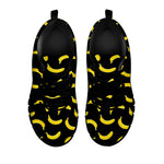 Black And Yellow Banana Pattern Print Black Sneakers