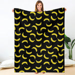 Black And Yellow Banana Pattern Print Blanket