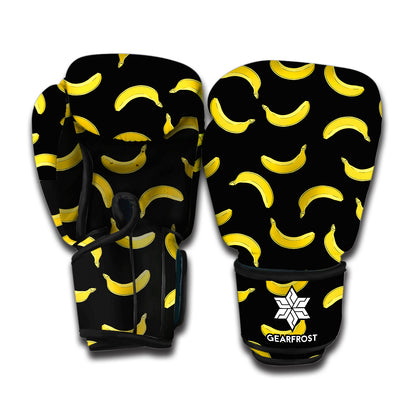 Black And Yellow Banana Pattern Print Boxing Gloves