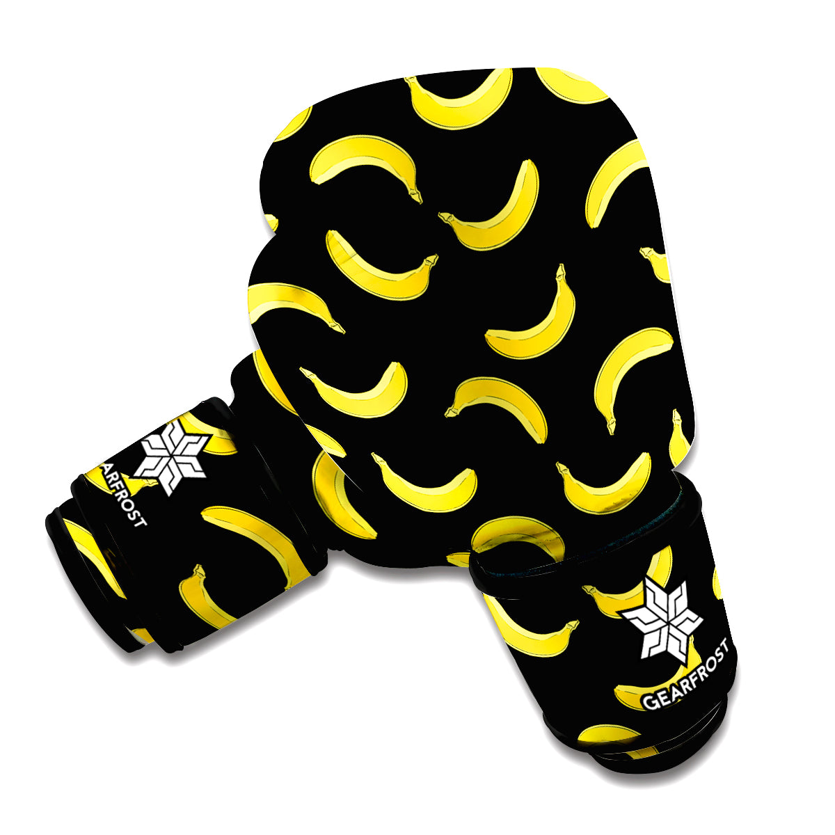 Black And Yellow Banana Pattern Print Boxing Gloves