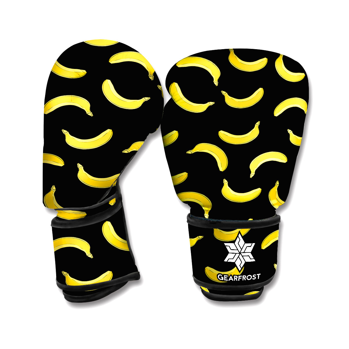 Black And Yellow Banana Pattern Print Boxing Gloves