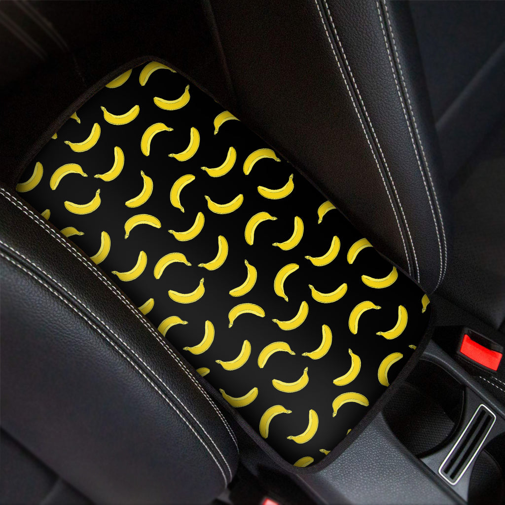 Black And Yellow Banana Pattern Print Car Center Console Cover