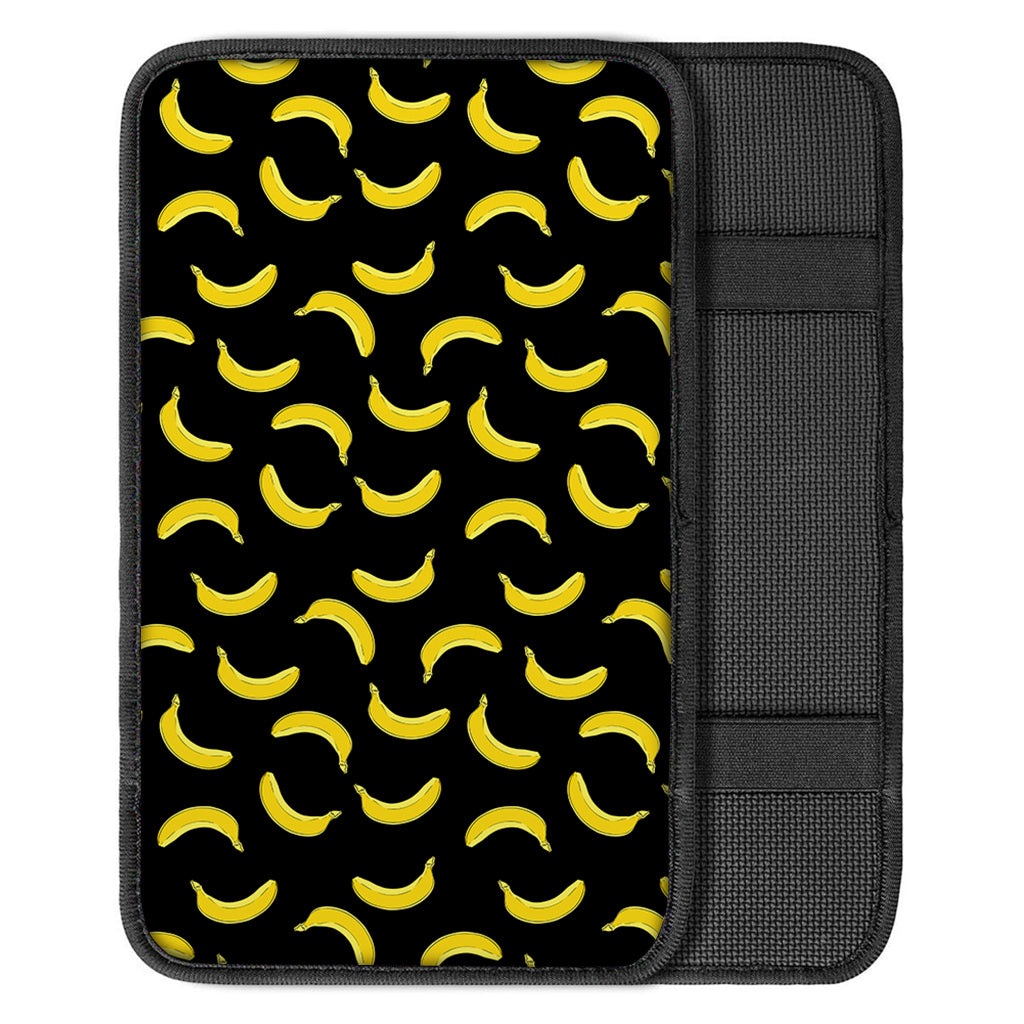 Black And Yellow Banana Pattern Print Car Center Console Cover