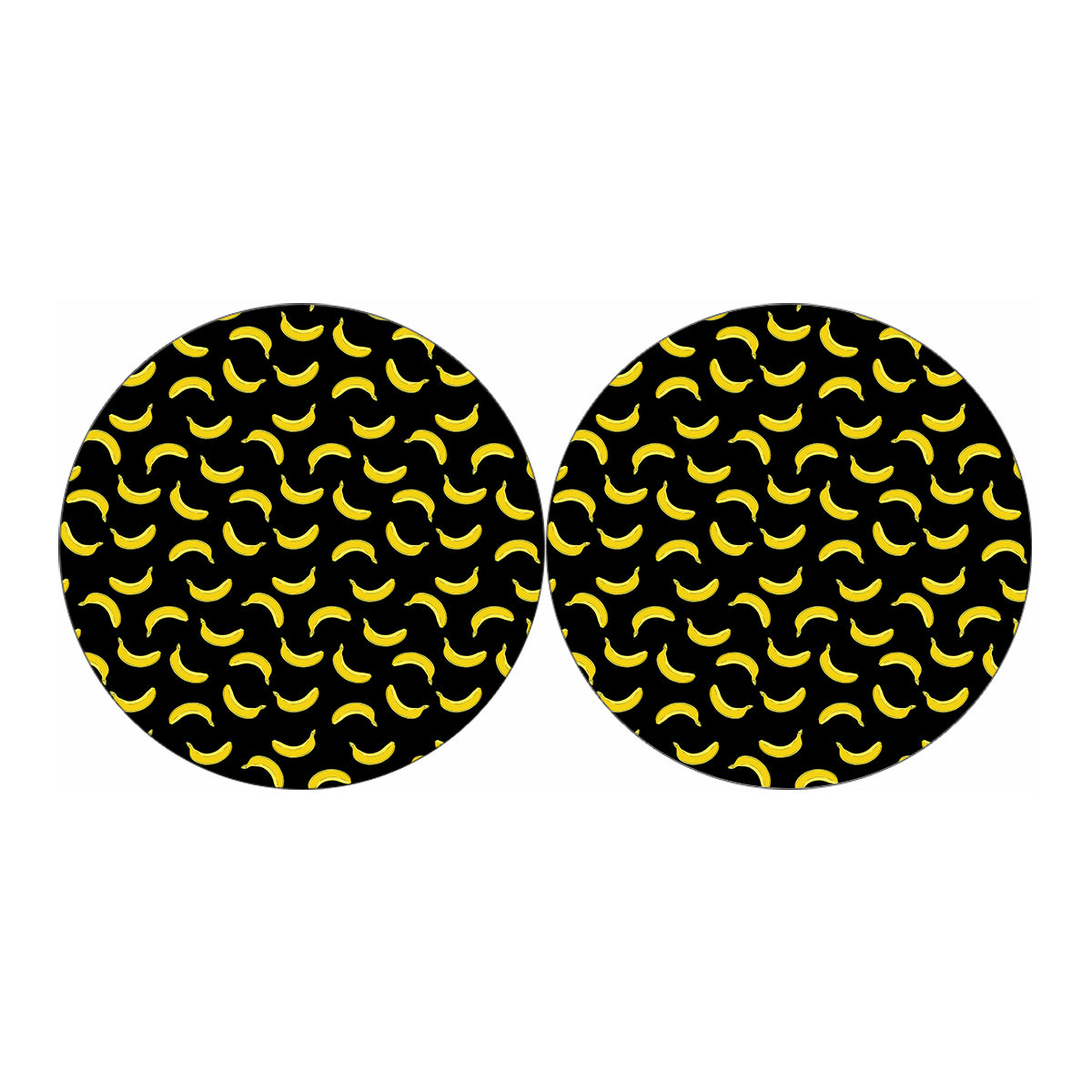 Black And Yellow Banana Pattern Print Car Coasters