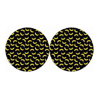 Black And Yellow Banana Pattern Print Car Coasters