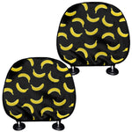 Black And Yellow Banana Pattern Print Car Headrest Covers