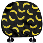 Black And Yellow Banana Pattern Print Car Headrest Covers