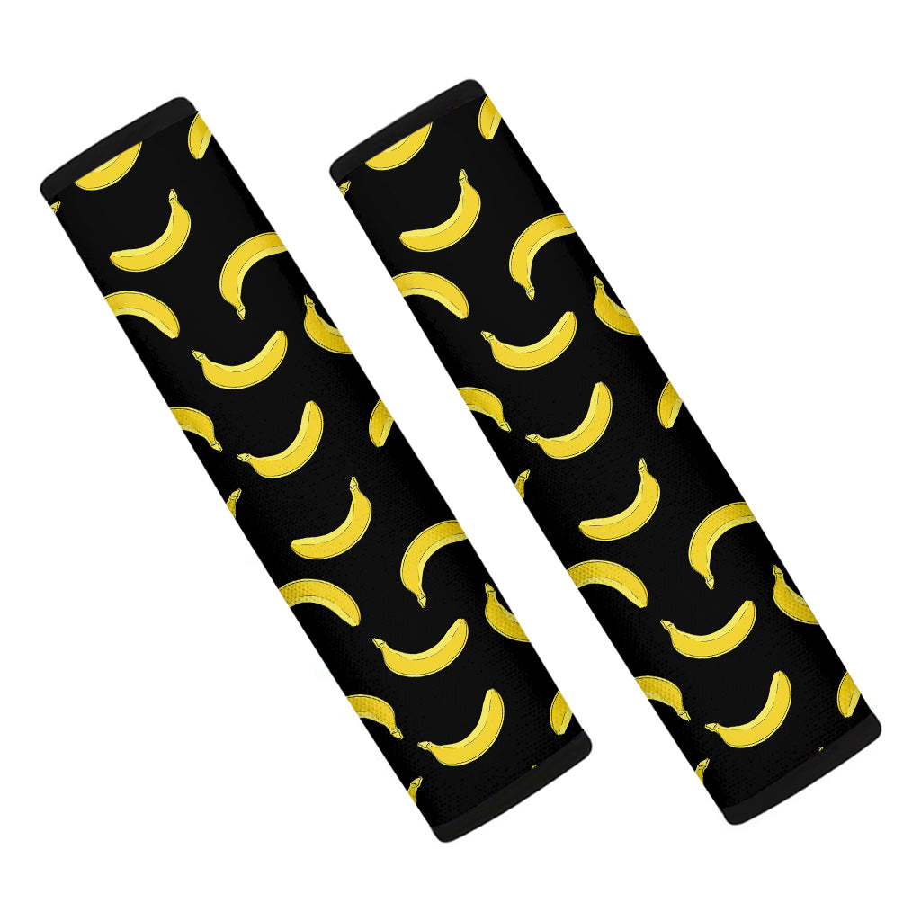 Black And Yellow Banana Pattern Print Car Seat Belt Covers