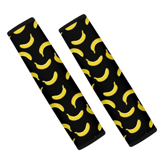 Black And Yellow Banana Pattern Print Car Seat Belt Covers