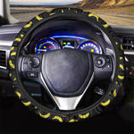 Black And Yellow Banana Pattern Print Car Steering Wheel Cover